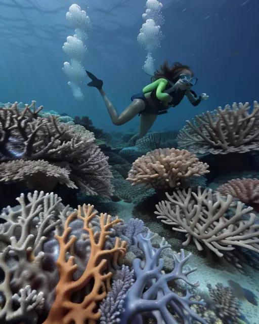 Underwater scene of a vibrant coral reef teeming with colorful marine life